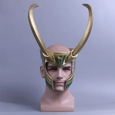 2017 Movie Thor 3 Ragnarok Loki Laufeyson PVC Cosplay Mask Helmet Halloween Prop • $56.05