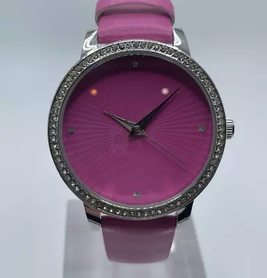 Manhattan By Croton Watch Womens Quartz Analog Pink Dial Band Rhinestone Case • $22.10