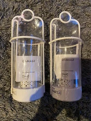 2x IKEA Damast White Metal Tealight Hanging Lantern For Indoor/Outdoor Use (NEW) • £14.99