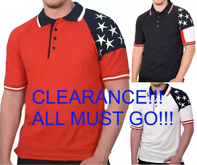 CLOSE OUT PATRIOTIC POLOS USA LIQUIDATION LOT 4TH JULY FLAG SHIRT Bulk Available • $13