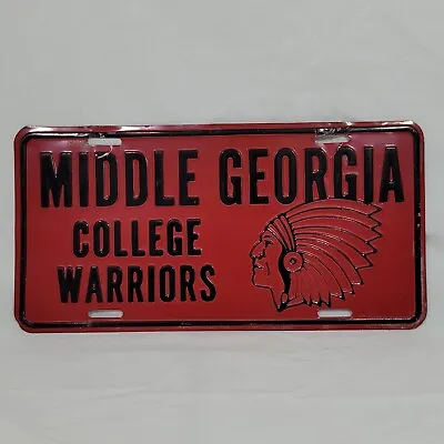 Middle Georgia College Warriors Metal License Plate Vintage Red W/ Black Letters • $19.99