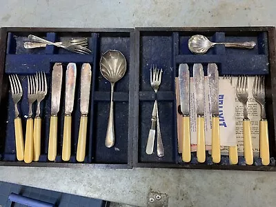 £9.99 • Buy Vintage Viners Of Sheffield Cutlery Set - 2 Mini Draws Knives Forks Spoons Etc