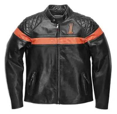 Harley-Davidson Men's Victory Sweep Leather Jacket Black 98012-21VM (5XL) • $554.95