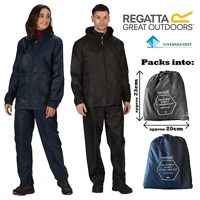 Regatta  Packaway Jacket + Trousers Waterproof  Windproof Black Or Navy • £22.99