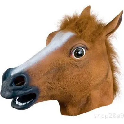 Prop Halloween Brown Horse Head Mask Latex Animal Party Costume Cosplay Creepy • $30.86