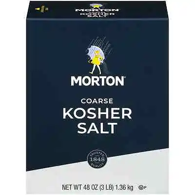 Morton Coarse Kosher Salt For Cooking Grilling Brining & Salt Rimming 48oz Box. • $7.90