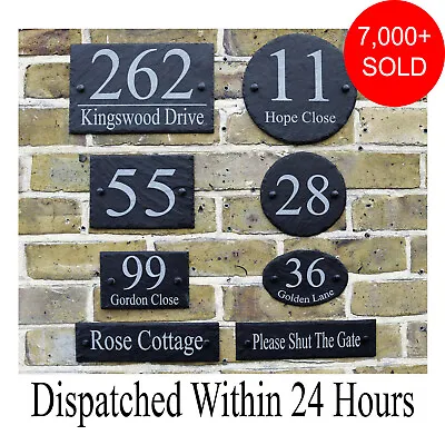 £6.98 • Buy Rustic Slate House Gate Sign Plaque Door Number Personalised Name Plate