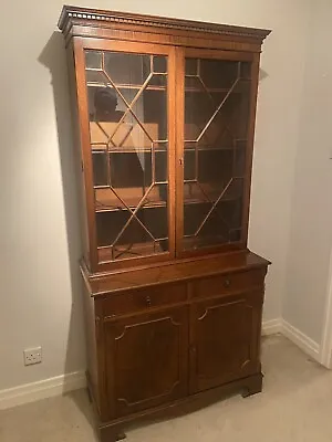 Antique Mahogany Glazed Bookcase With  Cabinet And Drawers • £60