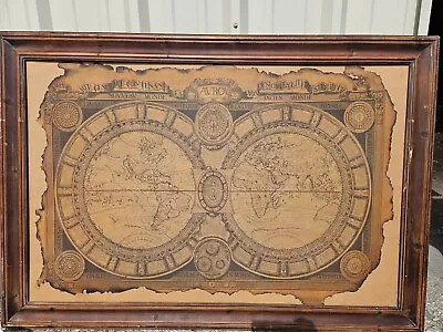 Ancient Style Global Map VTG. World Maps TWO HEMISPHERES WORLD MAP Wall Deco • $60