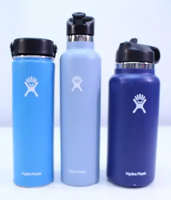 Hydro Flask Stainless Steel Insulated Bottles Navy Sky Blue 24 Oz 32 Oz LOT Of 3 • $39.99