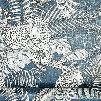 Grey Ochre Yellow Blue Linen Effect Wallpaper Metallic Damask Leopard Feature  • £8.99