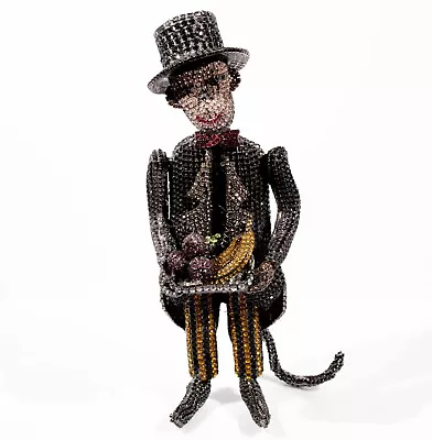 Large 9  Bettina Von Walhof Rhinestone Monkey Butler Figurine HAND MADE  MARKED  • $989