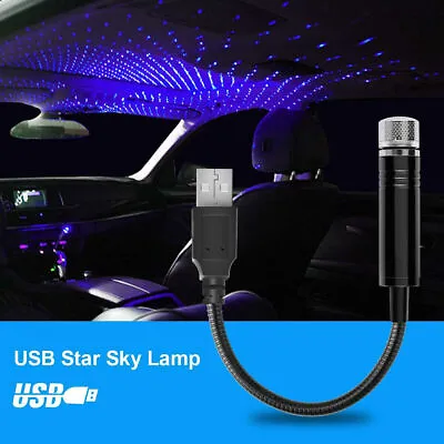 Car Interior Parts Roof Atmosphere Projector Star Night Light Blue USB LED Lamp • $8.40