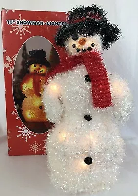 Round Ridge Vintage 14-15  Lighted Snowman Sparkle Glitter Tinsel Figure  • $22.49