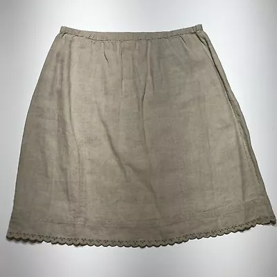 J. Jill Skirt Womens Size 10P Straight Linen Side Zip Scallop Trim Beige  • $14.99