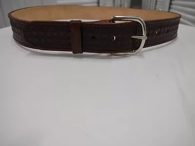 Genuine Leather Men's Brown Basket Weave Belt W/Snap-Off Buckle. *Fits 38 Pants. • $21.95