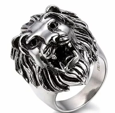 Vintage Stainless Steel  Gothic Lion Head Casting Mens Ring Band Biker Size 7-14 • $11.99