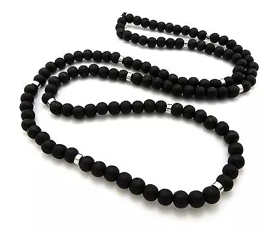 Mens Black Wooden  Bead Long Trendy 36  Necklace Hip Hop • $14.99