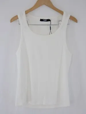 Jaded London Mens Vest White Ribbed 100% Cotton Tank Top Summer Holiday Size L • £24.99