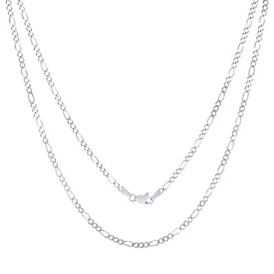 10K Solid White Gold 3mm Italian Figaro Link Chain Pendant Necklace 16 - 24  • $229.98