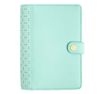 Kikki K Medium Textured Leather Personal Planner Perforated Mint New In Box • $75