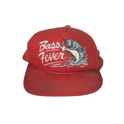 Vintage 80s Bass Fever Fishing Mesh Trucker Hat SnapBack  • $9.99