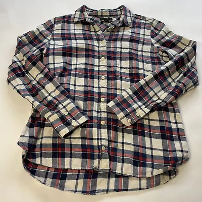 J.crew Classic-fit Boy Shirt Plaid Size 6 Flannel Button Small Tear In Sleeve • $6.30