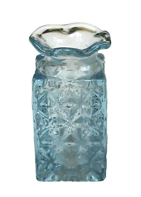 Vintage Apothecary Jar Bottle Pale Blue Quilted Diamond Star Pattern 4.5” No Lid • $20