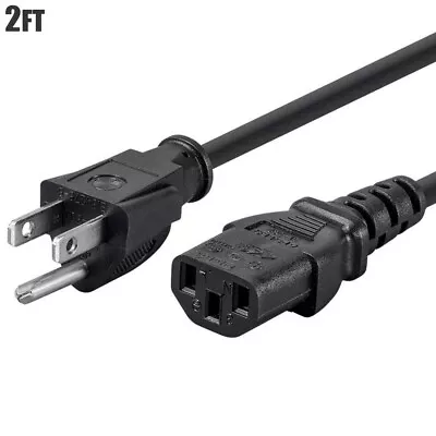 2FT 14/3 Power Cord Cable NEMA 5-15P To IEC 320 C13 14AWG 3-Prong 15A Black • $11.34