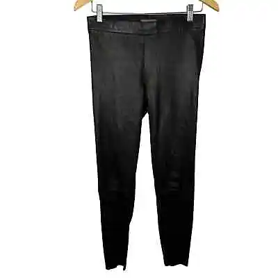 VINCE  Leather Seamed Leggings Ankle Zip Pull-On Skinny Pants Medium Dark Brown • $79