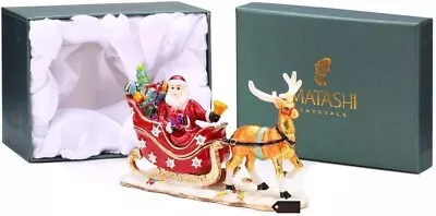 Trinket Box - Gold Hand Painted Santa's Reindeer • $64.99