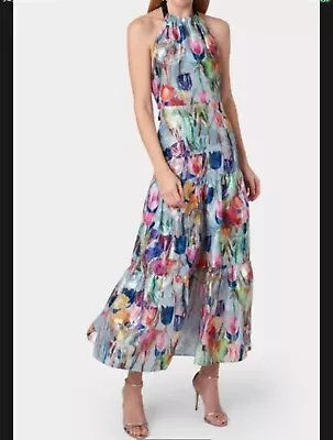 MILLY Multicolor NWT Hayden Metallic Tulip Halter Tiered Ruffle Dress  Size 0 • $160.95