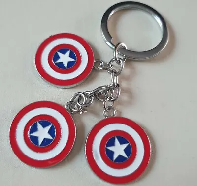 Marvel Avengers Captain America Shield Keyring 1.5cm Diameter UK Seller Free P&P • £3.95