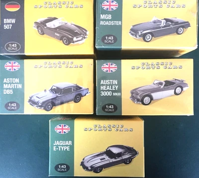 £38 • Buy 5 Atlas Editions Classic Sports Cars  - Healey / Bmw 507 / Db5 / Mgb / Jag E