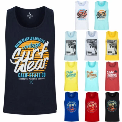 £8.99 • Buy Men's Vest Summer Holiday Vintage Retro Surf Print Cotton Sleeveless Muscle Top 