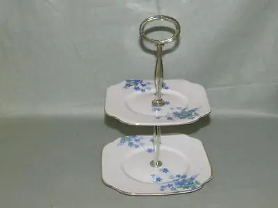 Colclough Bone China Biscuit Plate Small Cakestand  Forget-me-Not  Art Deco 4117 • £9.99