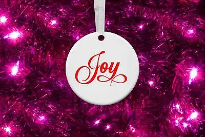 Joy Round Ceramic Ornament For Christmas Holiday - 3 Inches • $9.99