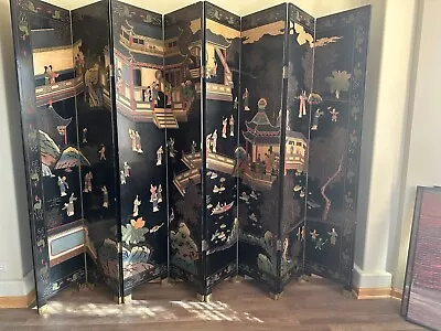 Vintage Asian 8 Panel Double Sided Room Divider - Gorgeous! • $550