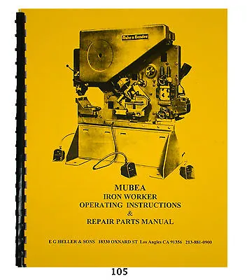 Mubea KBL Optima 71-5 Ironworker Operating & Repair Parts Manual *105 • $50