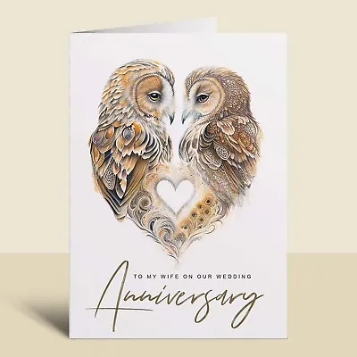 Wife Anniversary Card Love Birds Wedding For Her To My Wife • £4.04