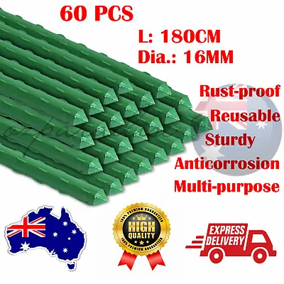 $158.90 • Buy 60 PCS 180CM 16MM Garden Stakes Metal Plant Support Tube Plastic Coated Sticks