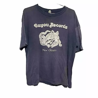 BAYOU RECORDS Vtg Blues T Shirt Size Large NEW ORLEANS Soft Thin Graphic Tee • $146.25