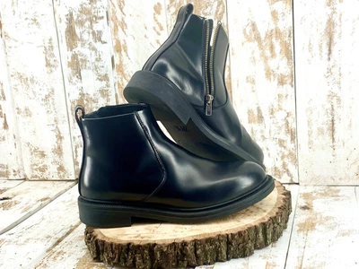 $39.99 • Buy Zara Black Chelsea Leather Inner Zip Round Toe Ankle Bootie Chukka Boot Women 39