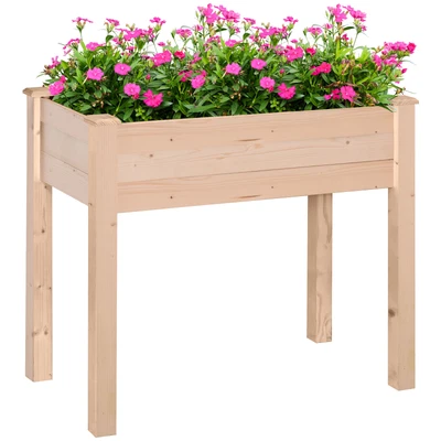 £55.99 • Buy Outsunny Garden Wooden Planter Flower Raised Bed Herb Grow Box Container