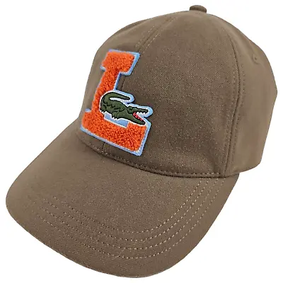 Lacoste Mens Brown Big Croc Logo Cap Hat One Size Adjustable • £54