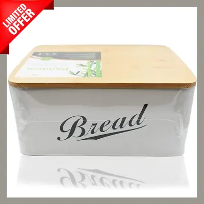 RoyalHouse Modern Metal Bread Box With Bamboo Lid - Pack Of 1. • $29.50