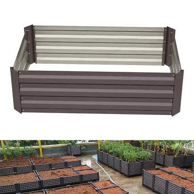£35.99 • Buy Garden Metal Raised Vegetable Planter Outdoor Flower Trough Herb Grow Bed Box