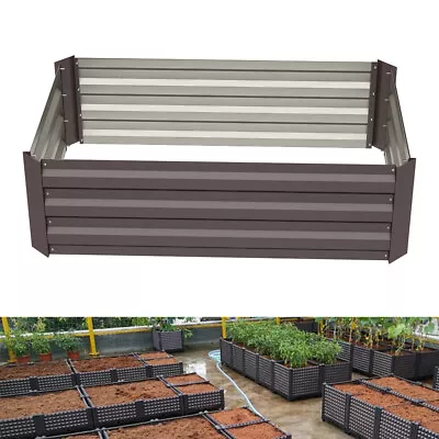 £30.55 • Buy Garden Metal Raised Vegetable Planter Outdoor Flower Trough Herb Grow Bed Box