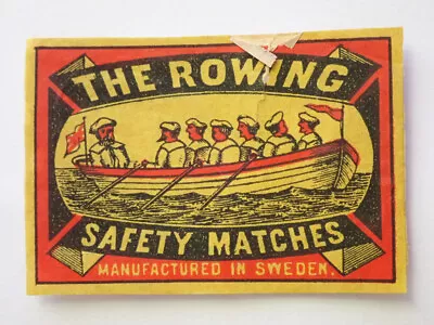 SAILORS ROWING MATCHES MATCH BOX LABEL C1900s MADE In SWEDEN • $3.24