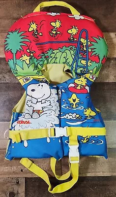 Vintage Snoopy Life Vest Jacket Peanuts Child Small Size 15 -25  Swimming Safety • $22.88